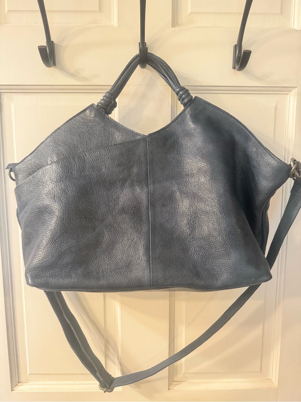 Latigo denim Blue Leather Tote with Removable Strap.. not navy - Picture 3 of 13